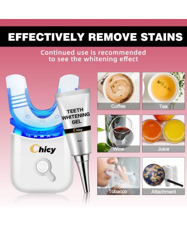 CHICY Teeth Whitening Kit with LED Accelerator Light - Removes Coffee, Smoking, Wine Stains - Buy Online on GoSupps.com