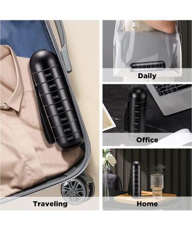 Zannaki Metal Weekly Pill Organizer - Waterproof & Travel-friendly 7 Day Case for Pills, Vitamins & Supplements - BPA Free, Stackable Aluminum Alloy (Black) - Buy Online on GoSupps.com