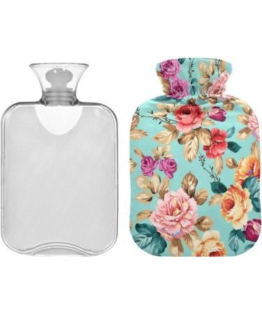 Naanle Hot Water Bottle with Cover - 2L Pink Orange Violet Flowers | Back Pain Relief Hand & Foot Warmer Neck Warmth Cold Therapy - International Shipping - Buy Online on GoSupps.com