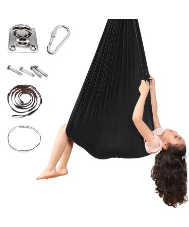 Sensory full -body socks yoga towel for hanging sensory vertical cloth sensory full body socks for autism Stretchy Sensory Body Sox for stress reduction with accessories black