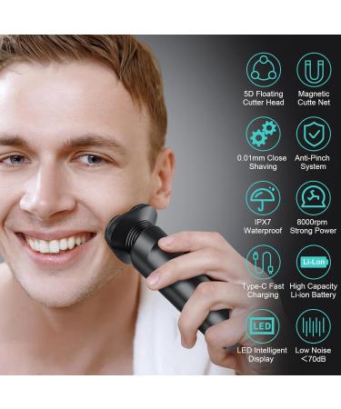 SweetLF Men's Electric Razor - Wet & Dry Cordless Rechargeable Rotary Shaver with Sideburns Trimmer IPX7 Waterproof LED Display Ultra-Lightweight for Travel Ergonomic Grip Blue - Buy Online on GoSupps.com