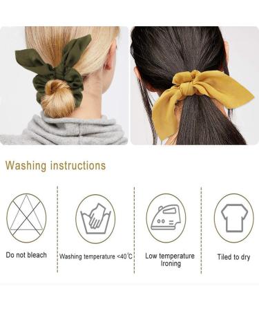 7 Pack Bunny Ear Hair Scrunchies - Chiffon Satin Silk Elastic Hair Bands for Girls & Women - Vintage Hair Accessories in 7 Colors - Buy Online on GoSupps.com