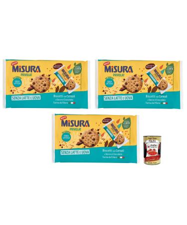 Italian Gourmet E.R. Misura Privolat Pack of 3 biscuits with cereals and chocolate chips dairy-free lactose-free and egg-free 280g pack + Italian Gourmet Polpa di Pomodoro 400g box