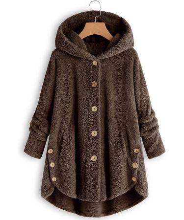 Buy Hanxiulin Women's Plush Jacket - Cozy Warm Fleece Winter Zipper Jacket in Coffee - Plus Size 5XL Fashion - Buy Online on GoSupps.com