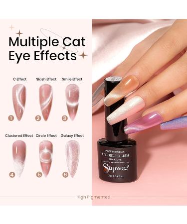 SUPWEE Magnetic Gel Nail Polish 9D Cat Eye Gel Polish Set 12 Colors Holographic Glitter Cateye Nail Gel Polish with Magnet Soak Off UV Gel Nail Art Manicure Salon 147 - Buy Online on GoSupps.com