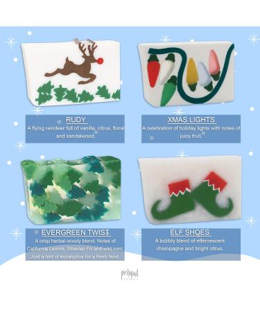 Primal Elements Holiday Soap Bar Bundle | Glycerin Moisturizing Soaps for Hands Face & Body | Perfect Gift & Stocking Stuffer | 8-Pack Variety - Buy Online on GoSupps.com