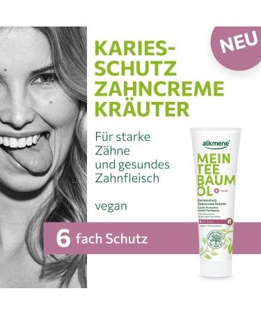 Alkmen Tea Tree Oil Toothpaste - 3x100ml | Fluoride-Free Vegan Climate-Neutral | 6-Fold Protection for Strong Teeth & Healthy Gums - Buy Online on GoSupps.com