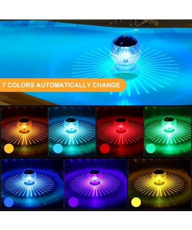 Yangun Solar Floating Pool Lights - 2 Pack LED Waterproof Underwater Lighting with 7 Color Change for Pool & Garden Decoration - Buy Online on GoSupps.com