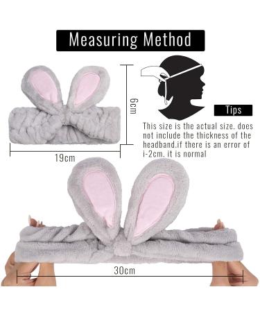 Whaline 4 Pack Easter Rabbit Ear Makeup Headband Set for Women - Coral Fleece Elastic Head Wrap for Party, Beauty Shower - Blue, White, Gray, Purple - Buy Online on GoSupps.com