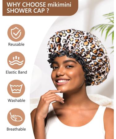 Mikimini Leopard Shower Hoods for Girls - Medium Size 2-Pack Waterproof & Reusable with Black Lace - Buy Online on GoSupps.com