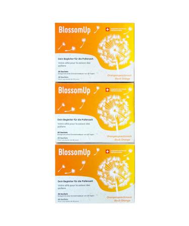 Blossomup drinking powder in hay fever and pollen allergy (orange) 3 pack for 12 weeks - dietary supplements with refreshing taste - produced in Switzerland 150 g (3 -pack)