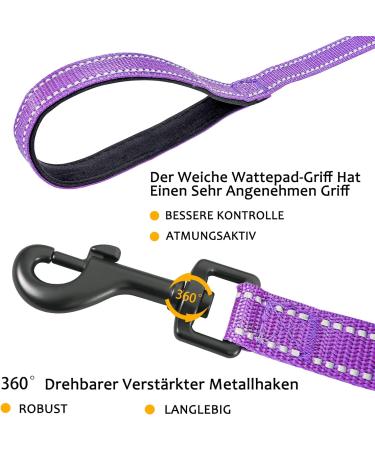 Demigreat Reflective Dog Leash - 3m/5m/10m/15m/20m Training Line with Padded Handle for Small to Large Dogs - Durable & Robust Violet Color - Buy Online on GoSupps.com