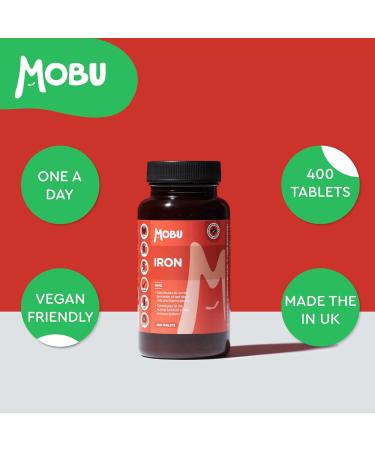Mobu Iron Tablets 14mg | 400 Tablets 100% NRV Ferrous Fumarate BP Energy Tablets | Immunity & Energy Supplements | Helps Reduce Tiredness and Fatigue - UK Made - Buy Online on GoSupps.com