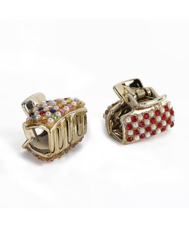 Lovely 6Pcs Pearls Plastic Hair Claws Clips Set for Women - Golden Line Barrettes Collection - Buy Online on GoSupps.com