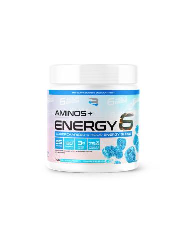 Believe Supplements - Amino+Energy6-6 Hours Energy Supplement with Vitamins Minerals and Stimulants - Boost Focus and Energy - ZERO sugar (Blue Raspberry)