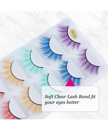 NICENEEDED 7 Pairs Colorful False Eye Cluster Lashes - Cosplay & Halloween Fluffy Faux Eyelash Extensions for Women & Girls - Buy Online on GoSupps.com