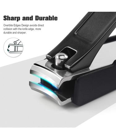 FERYES Nail Clippers Set - Stainless Steel Clippers with Catcher, 2 PCS for Fingernails and Toenails - Includes Black Metal Case - Buy Online on GoSupps.com