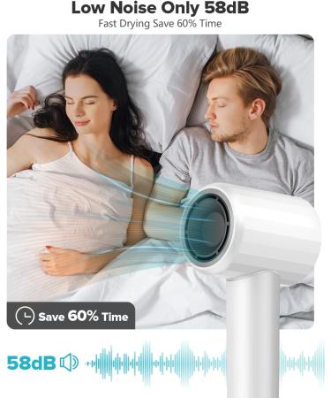 Ionic Hair Dryer - Fentgo Professional High Speed Blow Dryer for Fast Drying & Low Noise | Lightweight Thermo-Control Blow Dryer (White) - Ideal for Women - International Shipping Available - Buy Online on GoSupps.com