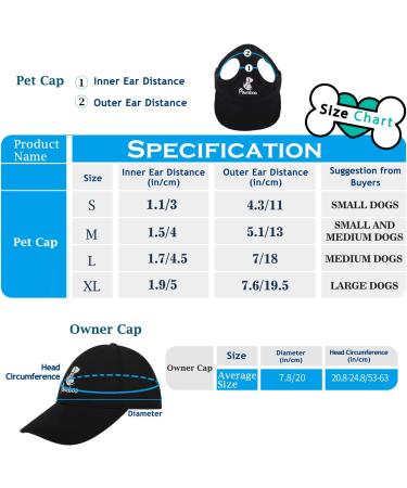 Pawaboo Pet Baseball Cap - 2-Piece Sun Hats for Dogs & Pet Parents | Adjustable with Ear Holes - Black Large | Outdoor Protection - Buy Online on GoSupps.com