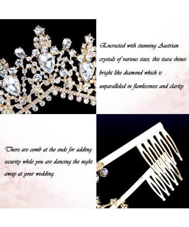 TOBATOBA Gold Crown: Crystal Princess Tiara for Women - Perfect for Wedding, Quinceanera, Prom & Cosplay - Buy Online on GoSupps.com