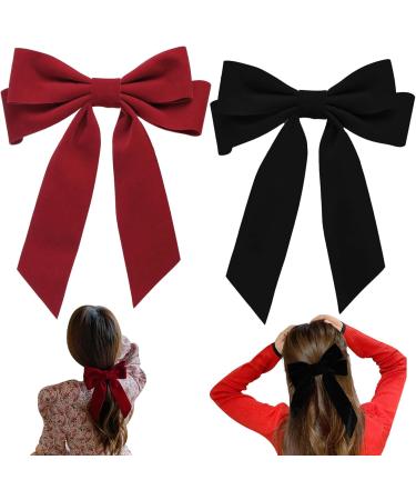 Hair Bows for Women 2PCS French Velvet Hair Bow Clips with Ribbon Large Cute Bow Clips for Women Soft Bow Barrette for Teen Girls Hair Clip - Buy Online on GoSupps.com
