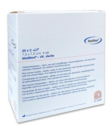 69care fleece compresses Sterile compresses 7.5x7.5 cm sterile 4 layers 50 pieces - wound base not adhesive - wound compresses for external wound care for blood tort and secretion 7.5 x 7.5 cm fleece compresses sterile
