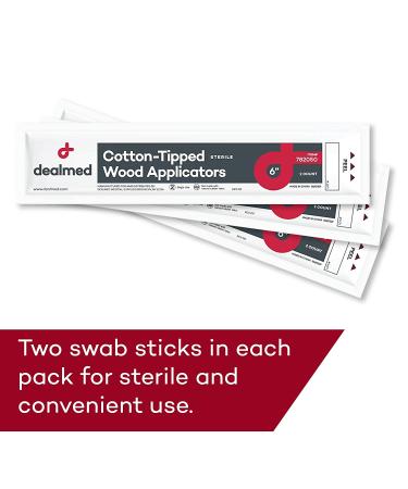 Dealmed 6 Sterile Cotton-Tipped Wood Applicators - 200 Count - Ideal for Medication Application, Skin Cleaning, Arts & Crafts - 6 Inch Length - Buy Online on GoSupps.com