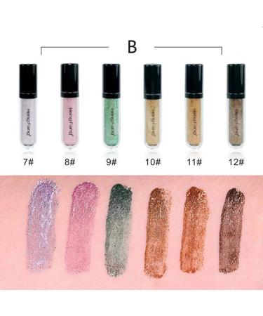 goforwealth Eyeshadow Palette Professional 6 Colors/Set Eyeshadow Set Metal Liquid Eyeshadow Colorful Diamond Pearl Eyeliner Waterproof Diamond Glitter Eye Shadow B:7-12# - Buy Online on GoSupps.com