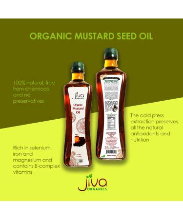 Jiva Organics Organic Mustard Oil 1L - Non-GMO Premium Cold Pressed 33.8 Fl Oz - Buy Online on GoSupps.com