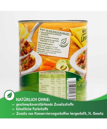 Erasco Westphalian Lens Stew 800g - Quick & Delicious 5-Minute Meal with Veggies - 2-Pack - Buy Online on GoSupps.com