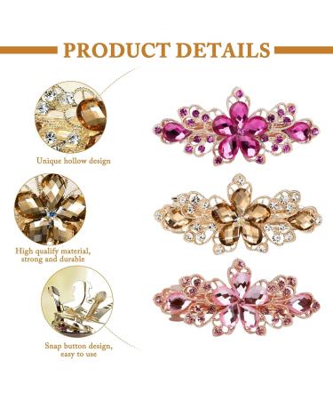 3 Pieces Vintage Crystal Barrette Clip Women's Hair Barrette with Rhinestones and Crystals Crystal Wedding Hair Barrette with Rhinestones Hair Accessories for Women and Girls - Buy Online on GoSupps.com