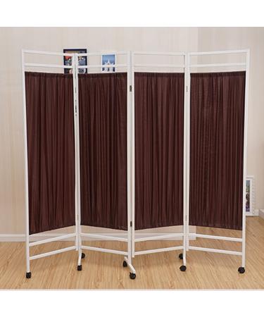 Summerr medical privacy screen 4-folded removable and washable double-layer-aged nylont towel privacy screen with bike for use in clinics health rooms beauty salons (color: brown