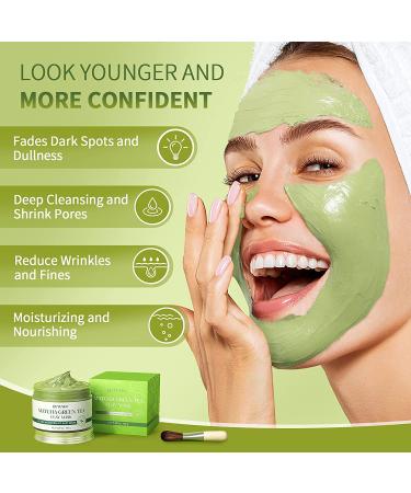 LIVYUYAO Green Tea Clay Facial Mask - Purifying Mud Mask for Blackheads, Pores, Acne - 5.29oz - Buy Online on GoSupps.com