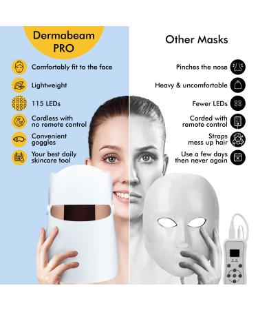 Dermabeam Pro LED Light Therapy Mask - 115 LEDs, 7 Colors, Anti-Wrinkle, Skin Rejuvenation, Cordless - Facial Red Light Therapy for Face - Infrared Skin Care Treatment - Gift for Her Mom Wife - Buy Online on GoSupps.com