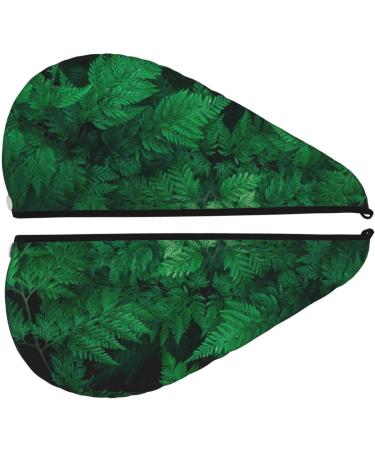Green Leave Fern Microfiber Hair Towel - Super Absorbent Coral Velvet Wrap for Women | Quick Dry Cap for Long Curly & Thick Hair - Buy Online on GoSupps.com