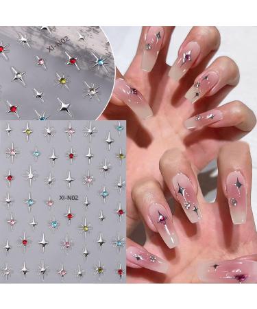 6 Sheets 3D Star Nail Stickers - Shiny Gold Silver Black & White Decals for DIY Nail Art & Manicure Decoration Supplies - Buy Online on GoSupps.com