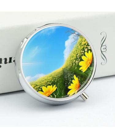 Shop Portable 3 Compartment Travel Pill Box - Spring Flower Design - Small Pill Organizer for Purse & Pocket - Buy Online on GoSupps.com
