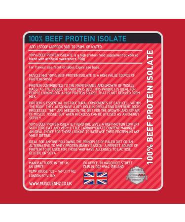 MuscleNH2 90% Beef Protein Isolate Powder - Forest Fruit Flavour 900g (30 Servings) - Dairy Free, Gluten Free, Soy Free - Pack of 1 - Buy Online on GoSupps.com