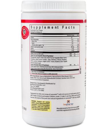 Biopharma Scientific NanoReds Fruit and Vegetable Superfood Powder - Natural Berry Flavor | Resveratrol Antioxidant Blend with Fiber, Vitamin C, and Wellberry | 30 Servings - Buy Online on GoSupps.com