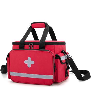 CURMIO Medical Bag for Home Health Care - Doctors Bag with Dividers for First Aid Kits and Emergency Supplies - Red (Empty Bag) - Buy Online on GoSupps.com