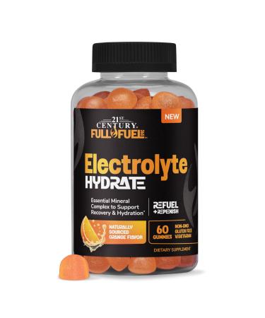 21st Century Full Fuel 365 Electrolyte Gummies Orange Flavor 60 Ct Daily Hydration and Electrolyte Replenishment Potassium Zinc B-12 Magnesium