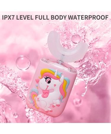 RZM Kids Automatic Sonic Toothbrush Set - 2 U-Shaped & 1 Regular Brush Head | Six Cleaning Modes | Pink Unicorn Design - Buy Online on GoSupps.com