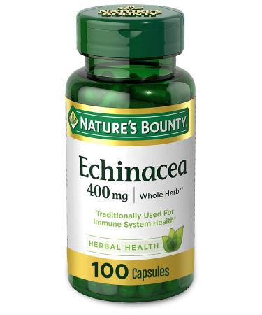 Echinacea by Nature's Bounty Herbal Supplement Supports Immune Health 400mg -100 Capsules - Buy Online on GoSupps.com