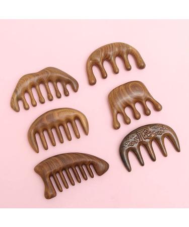 Massage tools massage roller massage tab massage tool scalp comb wide tooth wooden comb meridian chamber sandal wood comb green sandal wood color free massage handle (color: round head head