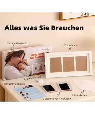 Pewingo Footprint & Handprint Baby Set | Ink-Free Stamp Pillows & Elegant Wooden Frame - Perfect Newborn Gifts for Babies Up to 6 Months - Buy Online on GoSupps.com