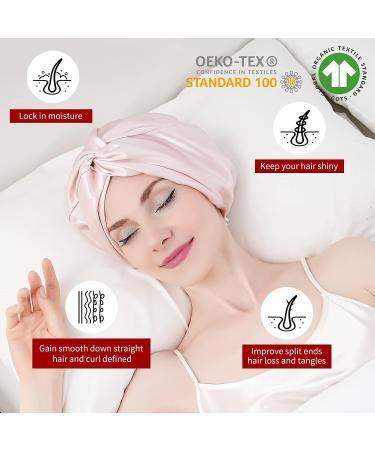 RunSure Silk Bonnet - 22 Momme Silk Sleep Cap for Women, Pink - Elastic Band for Straight, Curly, Frizzy Hair - Buy Online on GoSupps.com
