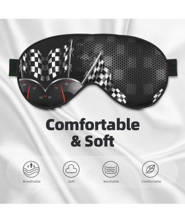 Checkered Flag Racing Eye Mask - Soft & Adjustable | Unisex Black Sleep Mask for Ultimate Comfort - Buy Online on GoSupps.com