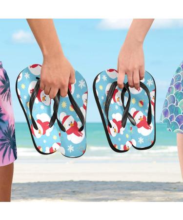 Mnsruu Christmas Snowman Flip-Flops - Blue Snowflakes for Home Hotel Spa & Travel | Unisex Comfort - Buy Online on GoSupps.com