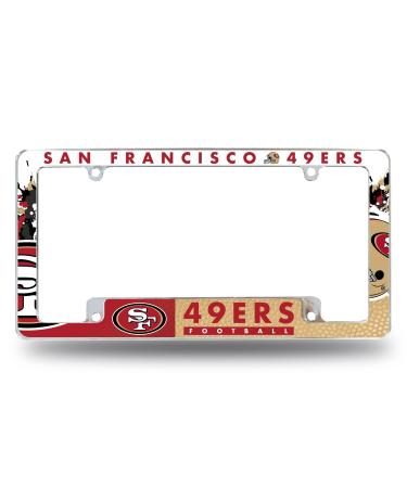 Rico Industries NFL All Over Chrome Frame 12" x 6" Chrome All Over Automotive License Plate Frame for Car/Truck/SUV San Francisco 49ers Primary