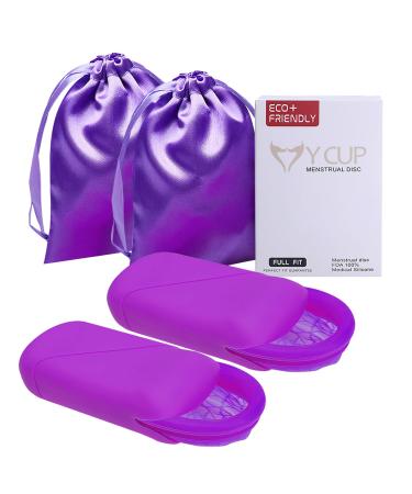 Menstrual Cups 2 Menstrual Disc Moon-Cup Period Cup Moon Cups for Periods Period Cups for Women Conception Cup Tampon Ob Pad & Cup Alternative Medical Grade Silicone Small & Large Sizes (Purple)